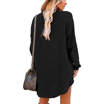 iGENJUN Swim Cover Up, Trendy Oversized Shirt with Pockets