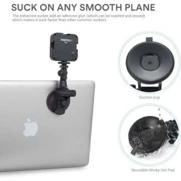 INSSTRO A49L Conference Lighting Kit with Suction Cup for Remote Working, Mini LED Video Light for Video Conferencing, Zoom Calls, Broadcast, Live Streaming, Adjustable Laptop Video Light