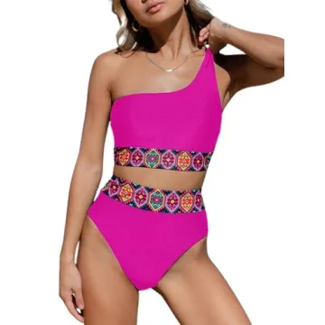 Stylish Hilinker Boho One Shoulder Swimsuit Bikini Set