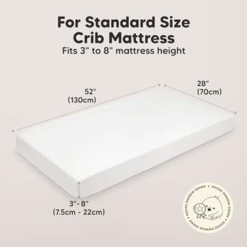 KeaBabies 2-Pack Organic Crib Sheets for Boys, Girls, Jersey Fitted Baby Crib Sheets Neutral, Cotton Breathable Crib Sheet, Cute Printed Crib Mattress Sheet, Baby Mattress Sheets(Soft White)