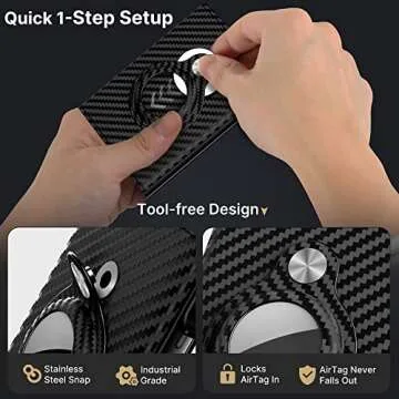 Mens Smart Wallet Card Holder for AirTag: Leather, Compatible with Apple Air Tag, RFID Blocking, Slim, Carbon Fiber, Minimalist - 9-14 Card Capacity | ID Window | Cash Slot (Black)
