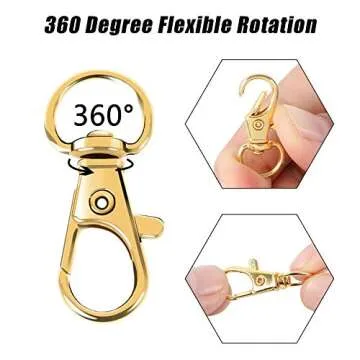 100PCS Gold Swivel Clasps with Key Rings for DIY Projects