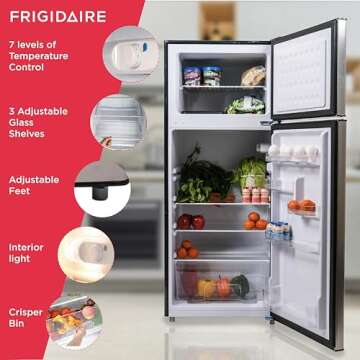 Frigidaire, 2 Door Apartment Size Refrigerator/Freezer Combo, 7.5 cu ft, Platinum Series, Stainless, 23" D x 21.5" W x 55.5" H
