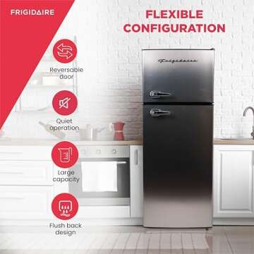 Frigidaire, 2 Door Apartment Size Refrigerator/Freezer Combo, 7.5 cu ft, Platinum Series, Stainless, 23" D x 21.5" W x 55.5" H