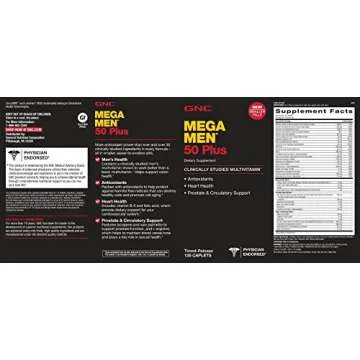 GNC Mega Men 50 Plus Multivitamin | Heart Health | Prostate and Circulatory Support | 120 Count