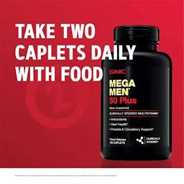 GNC Mega Men 50 Plus Multivitamin | Heart Health | Prostate and Circulatory Support | 120 Count