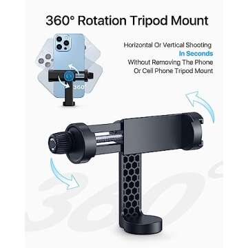 NEXBOOM iPhone Tripod Stand - 67" [360° Rotation Mount & Heavy Duty] Compatible with iPhone 16 15 1...