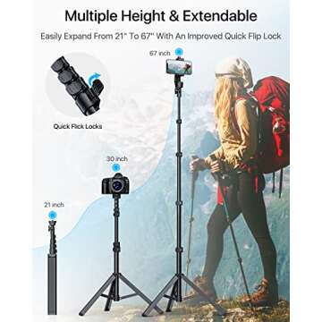 NEXBOOM Cell Phone Tripod Stand with 360° Rotation