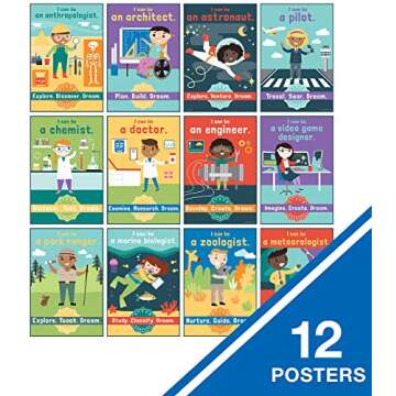 Carson Dellosa STEAM Careers Bulletin Board Set—Colorful Science, Aviation, Anthropology, Medical,...