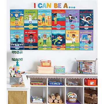 Carson Dellosa STEAM Careers Bulletin Board Set—Colorful Science, Aviation, Anthropology, Medical, Design Job Charts with Inspirational Quotes (12 pc)