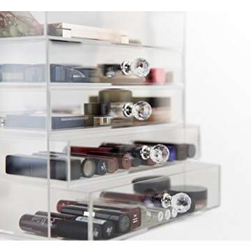 Daisi Acrylic Cosmetic Makeup & Jewelry Cube Organizer | 5 Tiers - 4 Drawers & Open Top Compartment ...