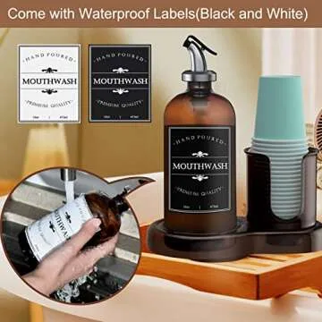 Stylish Amber Glass Mouthwash Dispenser Set for Bathroom