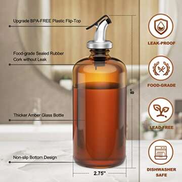 Stylish Amber Glass Mouthwash Dispenser Set for Bathroom
