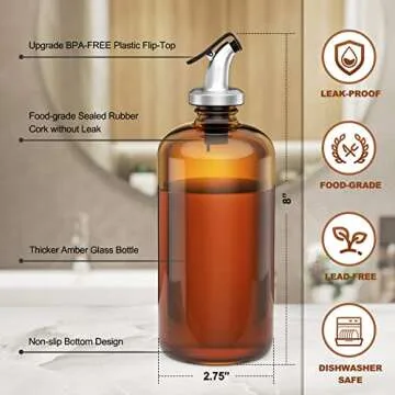 Stylish Amber Glass Mouthwash Dispenser Set for Bathroom
