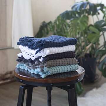 GILDEN TREE Decorative Waffle Hand Towels for Bathroom, 20x35 Large, Quick Drying Fingertip Towel, 2 Pack, Modern Style (Faded Black)