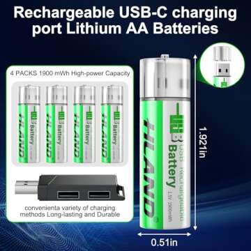 SPYONG AA Rechargeable Lithium Batteries with Fast Charge