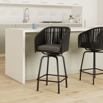 Woven Wicker Swivel Bar Stools - Stylish Outdoor Seating