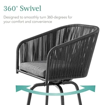 Woven Wicker Swivel Bar Stools - Stylish Outdoor Seating