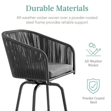 Woven Wicker Swivel Bar Stools - Stylish Outdoor Seating