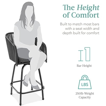 Woven Wicker Swivel Bar Stools - Stylish Outdoor Seating