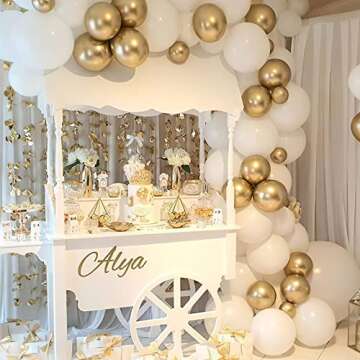 Henviro Gold Balloons Garland Kit - 100 Pcs 5/10/12/18 Inch Metallic Gold Balloons Garland Kit As Birthday Party Balloons/Graduation Balloons/Valentines Day Balloons/Baby Shower/Wedding