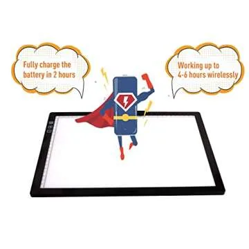 YINGWOND Rechargeable A4 LED Light Pad with Padded Case, Tracing Light Box w/Riser Stands and Paper Clip, 6 Levels of Brightness, Type-c Cable, Wireless Diamond Painting Light Board