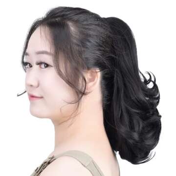 Black 12" Curly Ponytail Extensions with Claw Clip