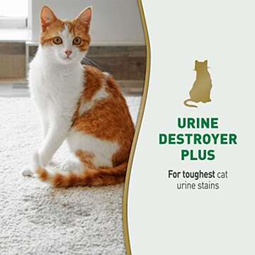 Nature's Miracle Urine Destroyer Plus for Cats, Enzymatic Formula for Severe Cat Urine Stains, 32 oz