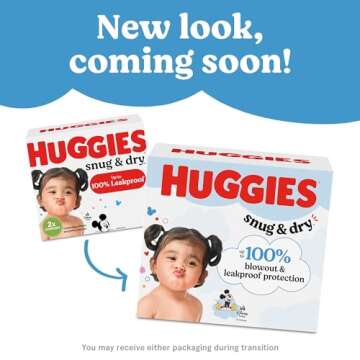 Huggies Size 1 Diapers, Snug & Dry Newborn Diapers, Size 1 (8-14 lbs), 108 Count, Packaging May Vary