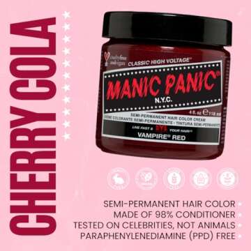 MANIC PANIC Vampire Red Semi Permanent Hair Color - Cruelty Free, Vegan Classic Dark Red Hair Dye - ...