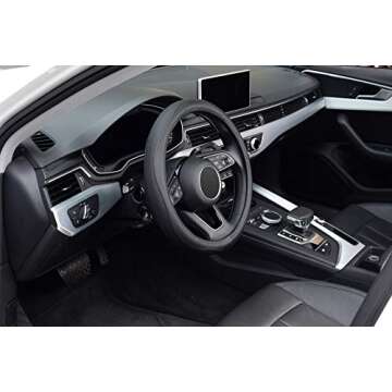 KAFEEK Microfiber Leather Steering Wheel Cover - 15 inch