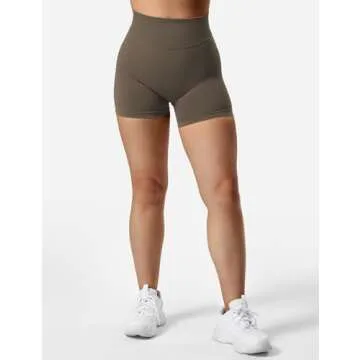 YEOREO Women Workout Gym Impact Shorts Hidden Scrunch Butt Lifting Medium Low Waist 3.6"/4.5"/6" Shorts Coffee S