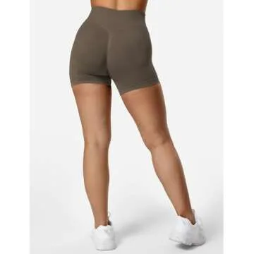 YEOREO Women Workout Gym Impact Shorts Hidden Scrunch Butt Lifting Medium Low Waist 3.6"/4.5"/6" Shorts Coffee S