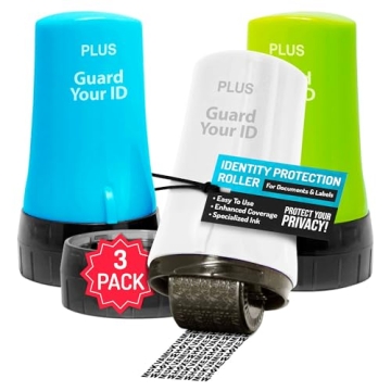 Guard Your ID Advanced 2.0 Roller 3-Pack for Identity Theft Protection, Confidential Security Stamp ...