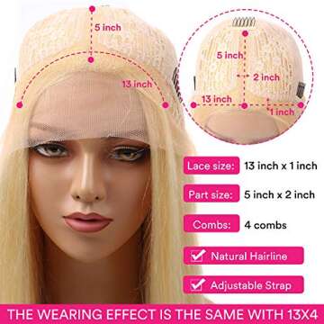 HUANGCAI 613 Blonde Lace Front Wig for Women - 24inch