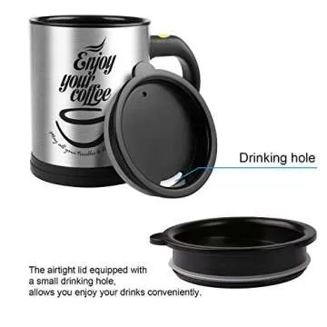 AZFUNN Self Stirring Coffee Mug - Ideal for Travel & Home