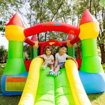 Bounceland Bounce House Castle with Basketball Hoop Inflatable Bouncer, Fun Slide, Safe Entrance Opening, UL Certified Strong Blower Included, 12 ft x 9 ft x 7 ft H