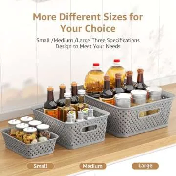 MaxGear Woven Plastic Storage Bins - Stylish Organizers Set of 3