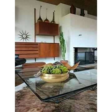 Serene Spaces Living Gold Handi Bowl - Hammered Texture, Decor for Living Rooms, Entryways, Restaurants, Indian Wedding, Table Centerpiece - Select from Aluminum or Brass, Brass,4.25" Tall & 12.5" Dia