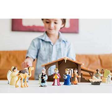 BibleToys Nativity Set - Christmas Story Manger Scene, 18 Pieces With Birth of Baby Jesus Mini-Story...