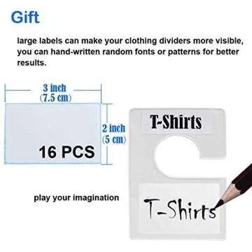 DMLNN 10 Pack White Clothing Rack Size Dividers Plus 60 Labels (1 Inch) and 16 Large Blank Labels, Large Rectangular Clothing Closet dividers (Pearl White)