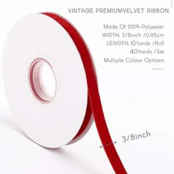 40 Yd Red Velvet Ribbon for Elegant Gift Wrapping