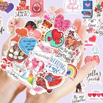 Valentines Stickers for Kids, 100Pcs Holographic Heart Stickers Bulk for Valentines Day Gifts for Ki...