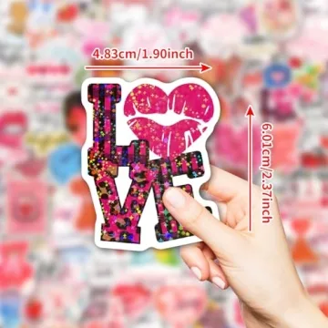 100PCS Holographic Heart Stickers for Valentine’s Day Crafts