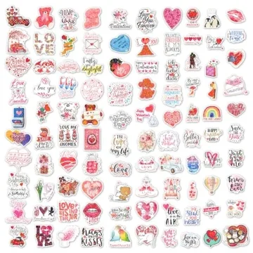 100PCS Holographic Heart Stickers for Valentine’s Day Crafts