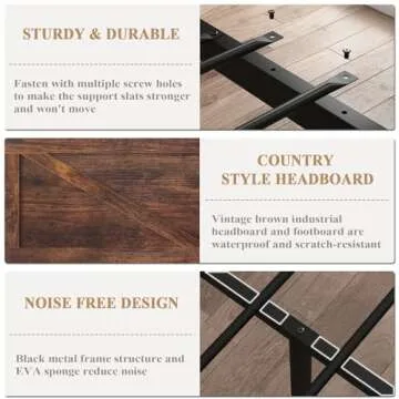 DOGIBIXO Led Bed Frame King Size with Charging Station, Industrial Platform Bed Frame with Rustic Barn Door Wood Headboard, Strong Metal Slats Support, Noise Free, No Box Spring Needed, Brown