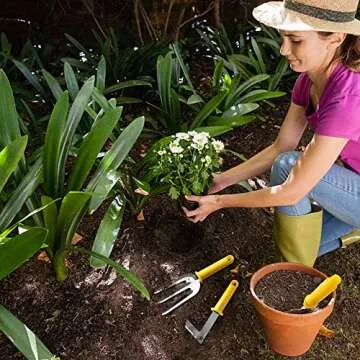 MOSFiATA Garden Tool Set 14 Pcs Stainless Steel Garden Tool Kit with Carrying Case, Heavy Duty Gardening Work Set, Include Pruner, Mini Rake, Big and Small Shovel, Sprayer, Weeder, Scissor etc.