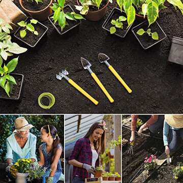 MOSFiATA Garden Tool Set 14 Pcs Stainless Steel Garden Tool Kit with Carrying Case, Heavy Duty Gardening Work Set, Include Pruner, Mini Rake, Big and Small Shovel, Sprayer, Weeder, Scissor etc.