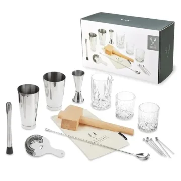 Viski 17-Piece Bar Tools Bartender Tool Kit - Cocktail Making Kit - Bartending Supplies with Shakers...