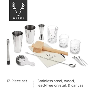 Viski 17-Piece Bar Tools Kit for Cocktail Making